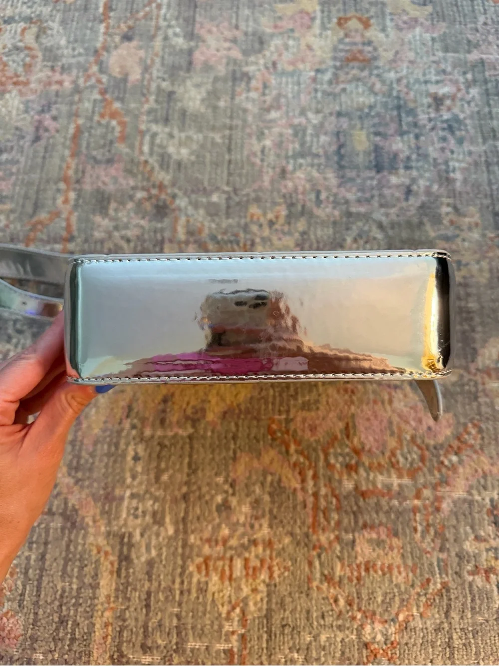 Metallic Silver Crossbody Shoulder Bag